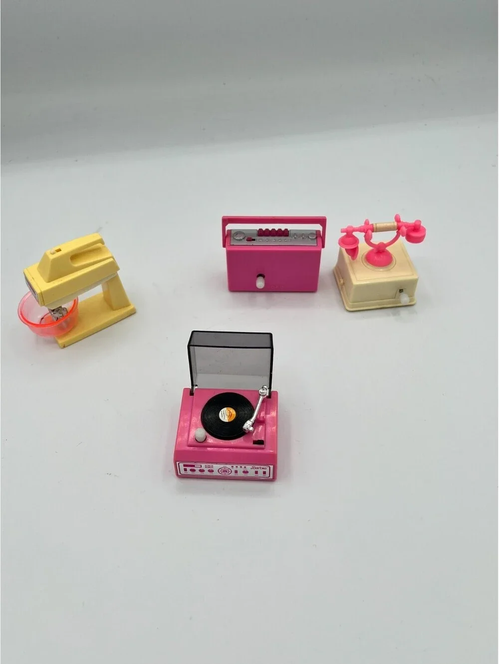 Vintage 80's Barbie Action Accents Mixer, Record Player, BoomBox, Phone All Work
